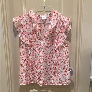 CAbi Women's Red and White Floral Blouse
